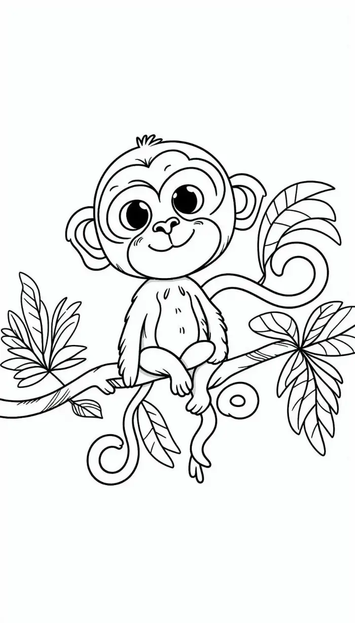 Bộ sưu tập tranh tô màu con khỉ dễ thương giúp bé phát triển sáng tạo