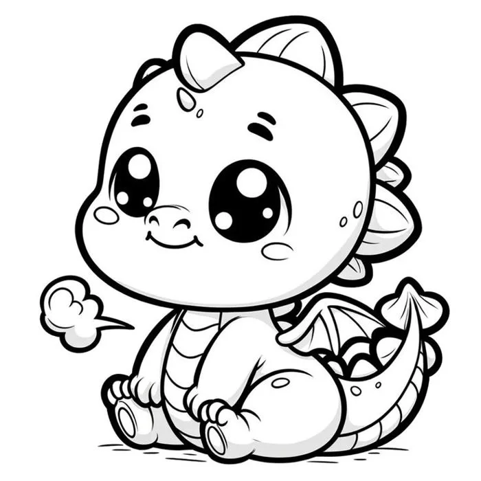 Tranh tô màu con rồng chibi đáng yêu cho bé