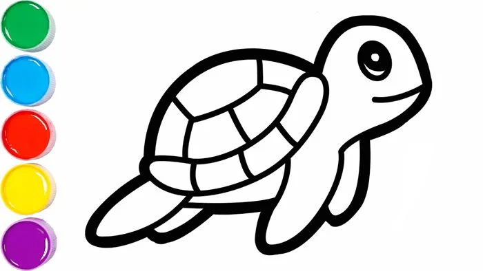Vẽ và tô màu con rùa biển | Sea turtle drawing and colouring for kids |  Easy painting for toddlers