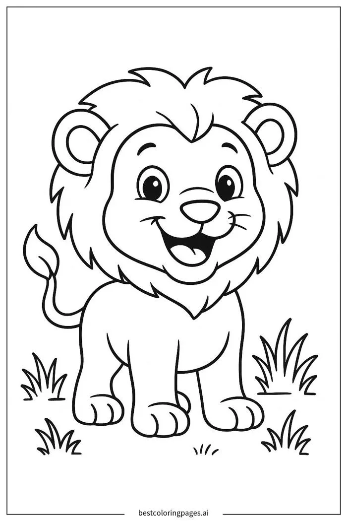 Sư tử con đang đứng Trang tô màu - In miễn phí | BestColoringPages AI