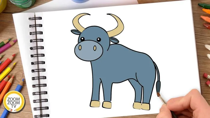 Hướng dẫn cách vẽ CON TRÂU, Tô màu CON TRÂU - How to draw a Buffalo