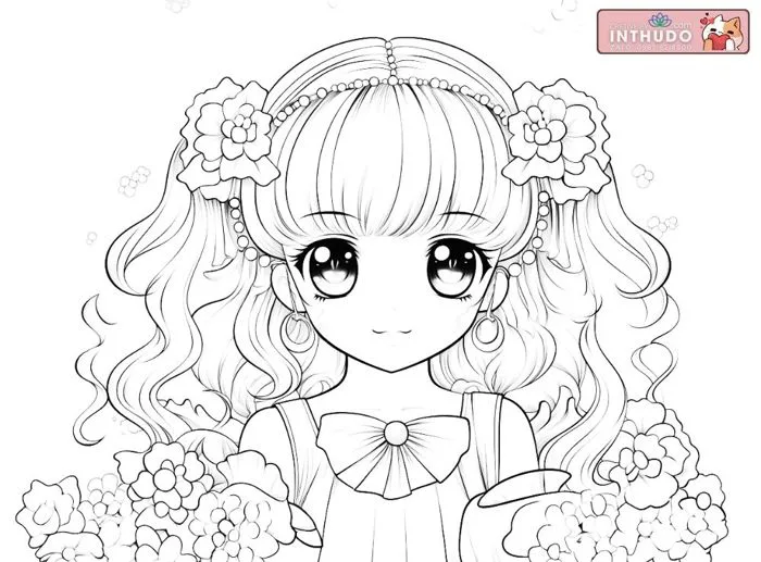 Tranh tô màu công chúa chibi dễ thương cực cute