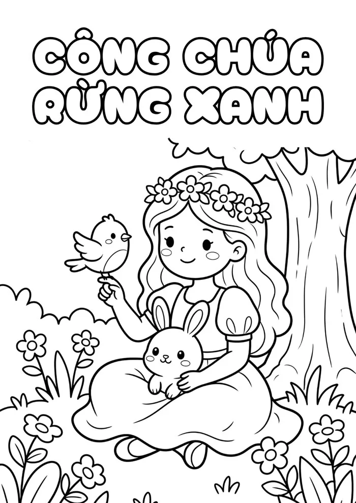 Tranh tô màu công chúa xinh đẹp, dễ in tại nhà cho bé | Canva