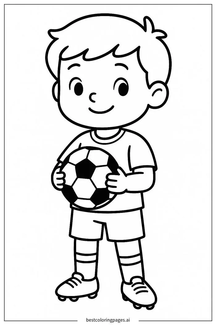 Cầu thủ bóng đá đứng cùng quả bóng Trang tô màu - In miễn phí |  BestColoringPages AI