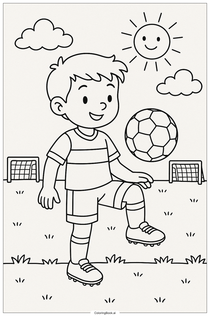 Trang Tô Màu Cầu thủ bóng đá đá bóng léo lư (Có thể In Miễn Phí dưới định  dạng PDF & PNG)