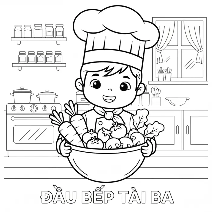 Tuyển tập tranh tô màu bé làm đầu bếp khơi dậy đam mê nấu nướng cho trẻ