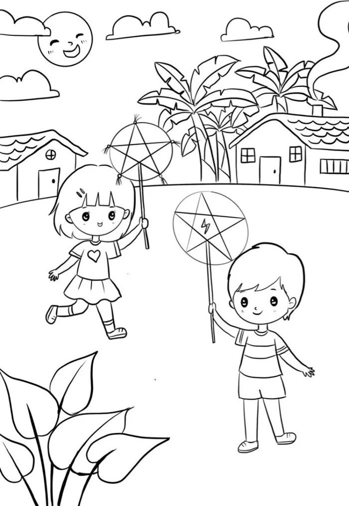 20 bức tranh tô màu lễ hội Trung thu, bé hòa cùng không khí rước đèn lồng  đêm rằm