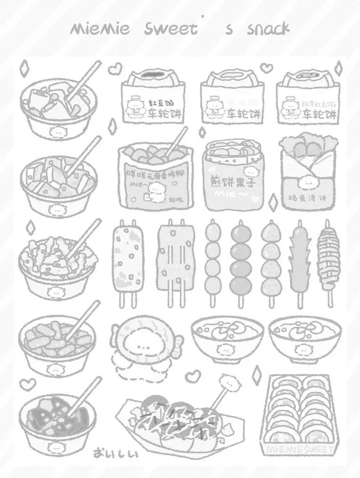 Cute Food Drawing for Kids | Nhà búp bê giấy không màu, Tô màu đồ ăn, Những  hình vẽ cute