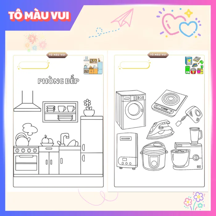 Tập Tranh Tô Màu Đồ Dùng Gia Đình – Bé Sáng Tạo & Làm Thủ Công Cực Vui 🎨 |  Giấy Dày, Tô Đẹp! | Shopee Việt Nam