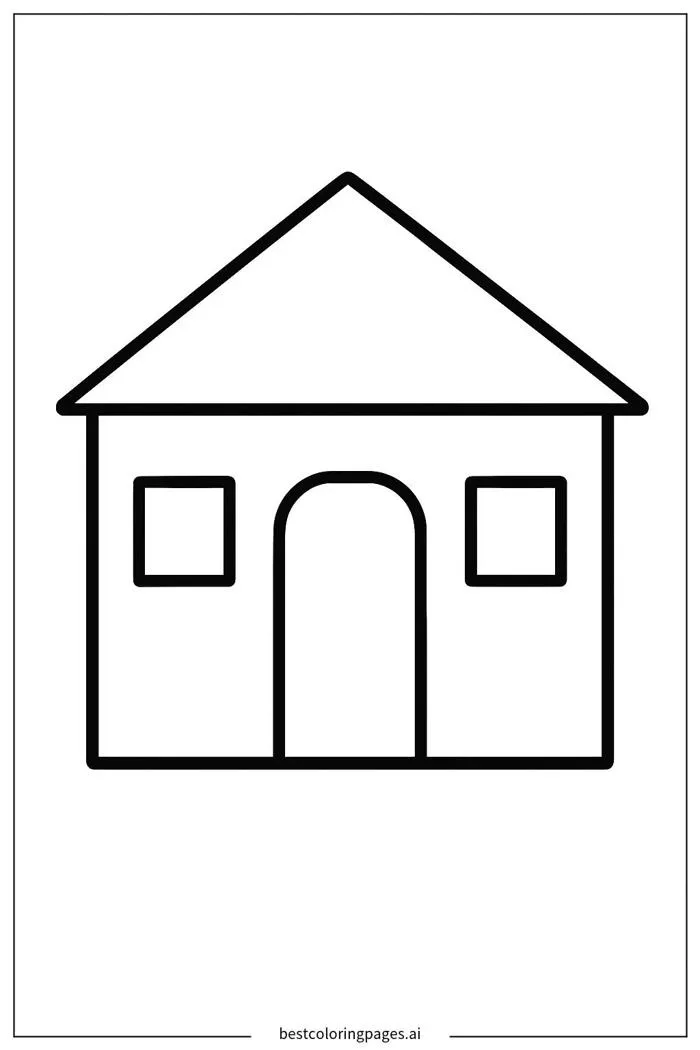 Ngôi Nhà Nhỏ Đơn Giản Trang tô màu - In miễn phí | BestColoringPages AI