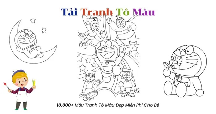 Tải 250+ Tranh Tô Màu Doremon Cute & Miễn Phí cho Bé [PDF A4]