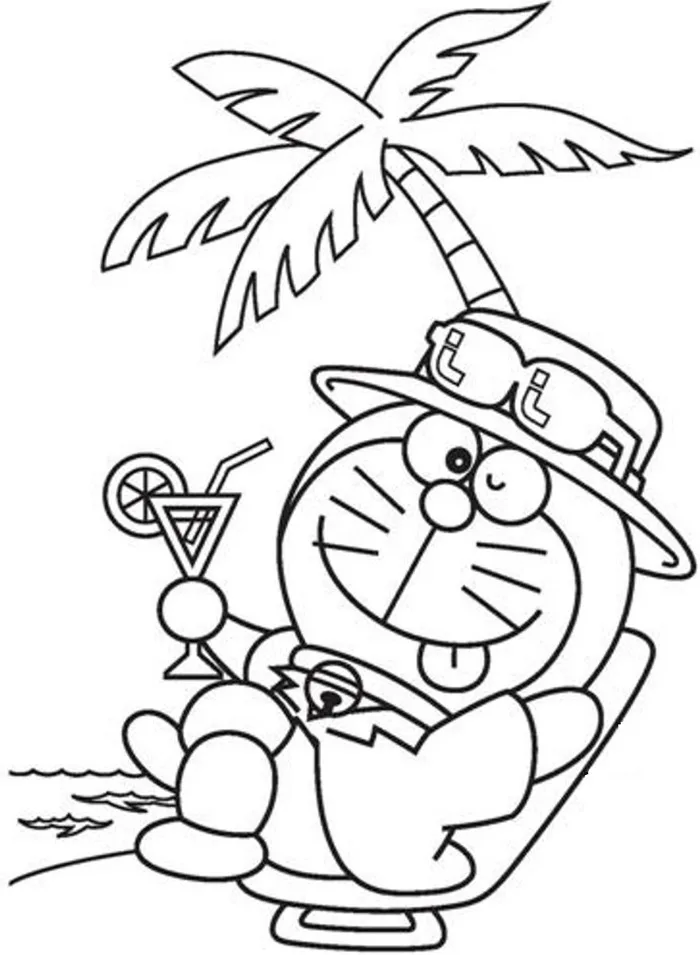 Tô màu doraemon ở bãi biển - Trang Tô Màu Cho Bé