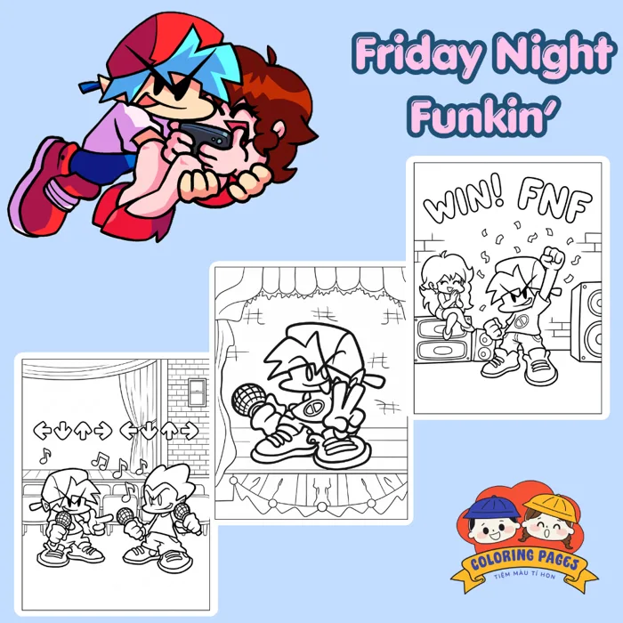 Combo 50/25 tờ tranh tô màu, tranh tập tô cho bé hình trò chơi Friday Night  Funkin' giấy A4, A5 T0579FN | Shopee Việt Nam