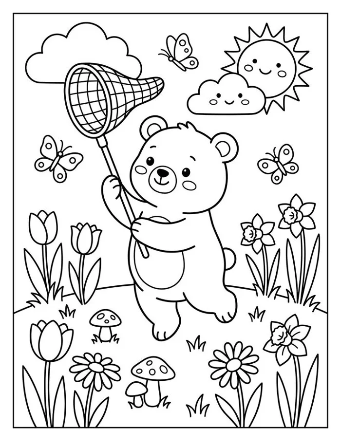20 bức tranh tô màu gấu teddy đáng yêu giúp bé mầm non sáng tạo hơn