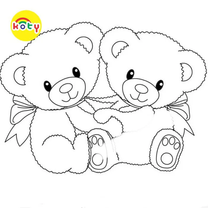 Tranh Tô Màu Gấu bông Teddy Bear - Bộ 20 Tờ Tranh Tô Màu A4 A5 Dành Cho Màu  Sáp, Màu Chì - TRANH TÔ MÀU KOTY - Vetranhtomau.com