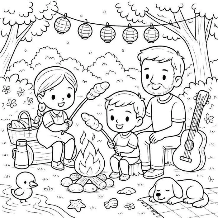 20 bức tranh tô màu gia đình, dạy bé biết yêu thương, gắn kết tình cảm