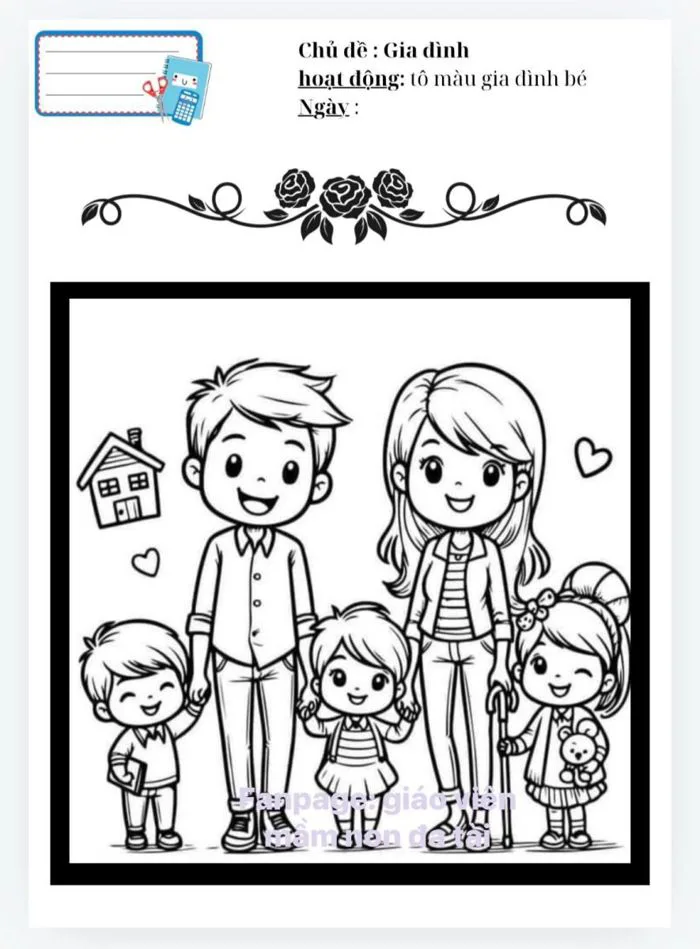 Tranh tô màu chủ đề gia đình cho bé yêu
