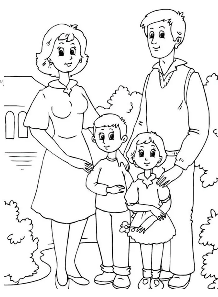Mẫu tranh tô màu gia đình đẹp nhất | Familia para dibujar, Actividades de  la familia,