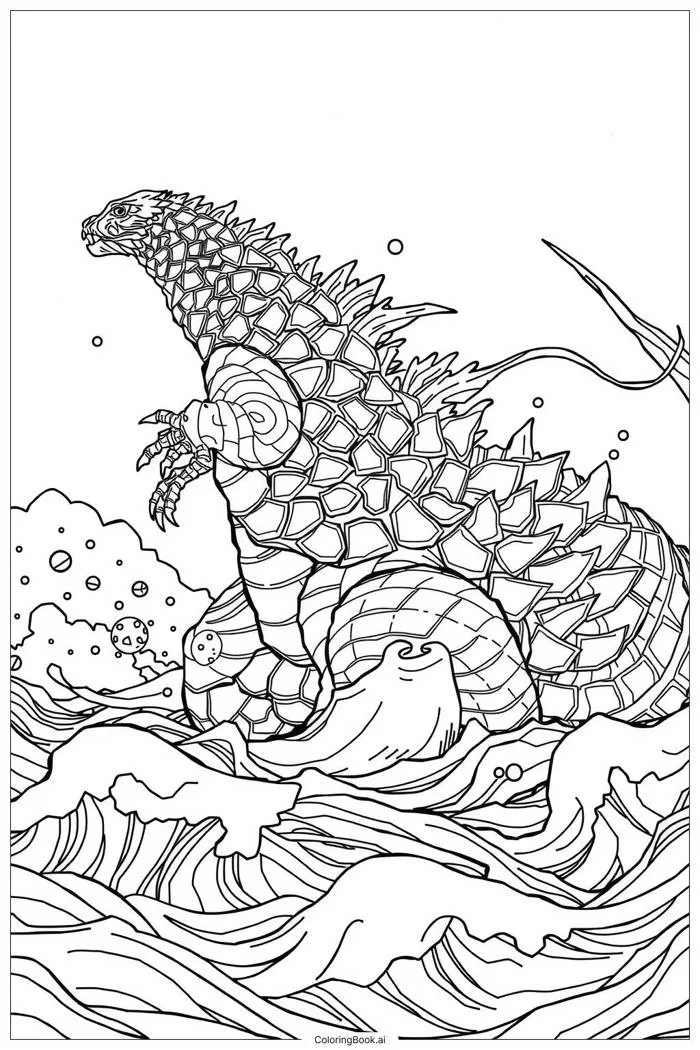 Trang Tô Màu godzilla nổi lên từ đại dương (Có thể In Miễn Phí dưới định  dạng PDF & PNG)