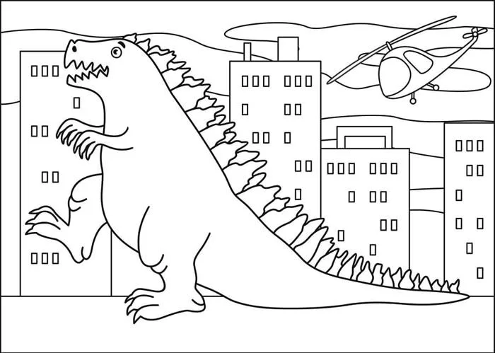 Tô màu Godzilla Hài Hước - Trang Tô Màu Cho Bé