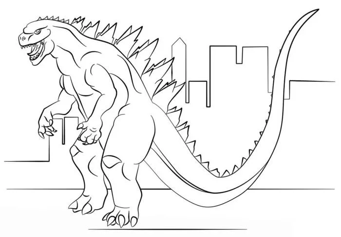 Tô màu Quái Vật Godzilla Tức Giận - Trang Tô Màu Cho Bé