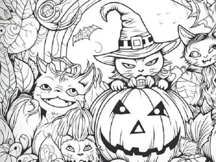 Halloween đến rồi, 20 bức tranh tô màu bí ngô, ma nhỏ, phù thủy đáng yêu  cho bé
