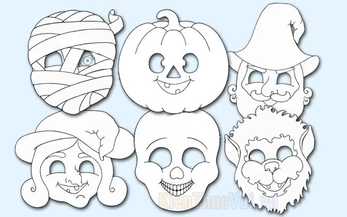 Tranh tô màu mặt nạ Halloween