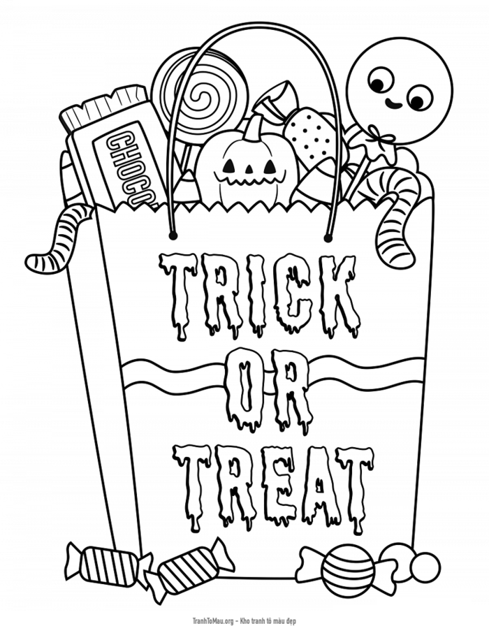 Tải tranh tô màu túi đựng kẹo halloween