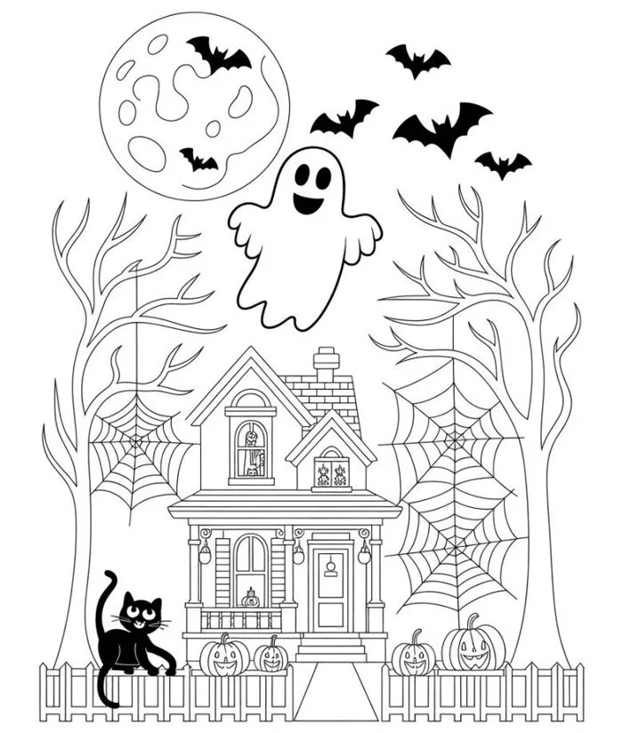 Halloween đến rồi, 20 bức tranh tô màu bí ngô, ma nhỏ, phù thủy đáng yêu  cho bé
