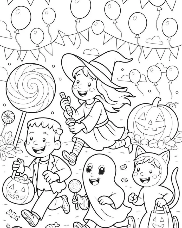 Halloween đến rồi, 20 bức tranh tô màu bí ngô, ma nhỏ, phù thủy đáng yêu  cho bé