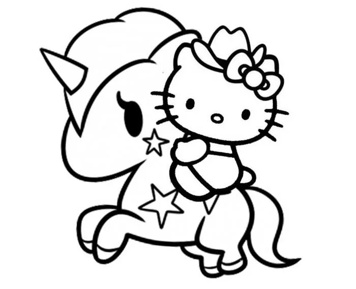 Tô màu Hello Kitty và Kì Lân - Trang Tô Màu Cho Bé