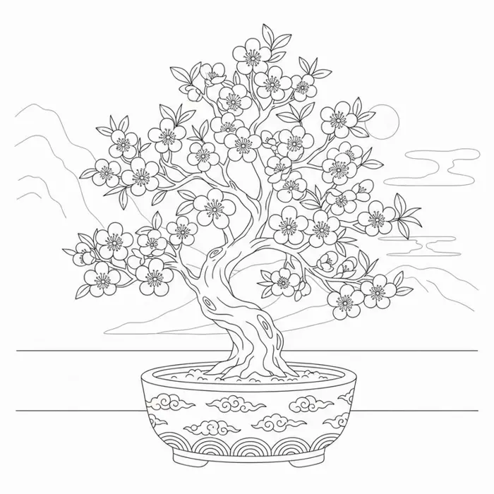 Tranh rỗng tô màu hoa đào cho bé sáng tạo