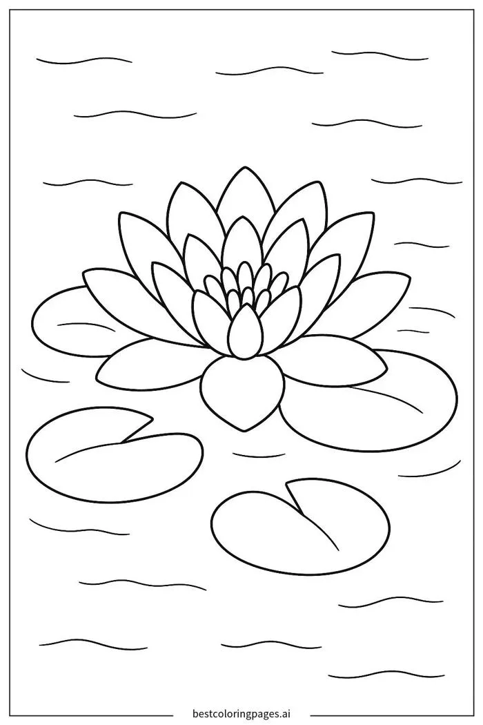 Hoa súng trên mặt hồ Trang tô màu - In miễn phí | BestColoringPages AI