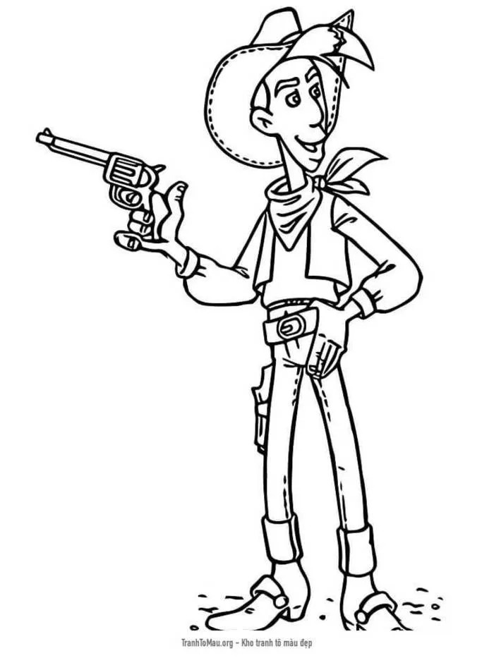 Tải tranh tô màu Lucky Luke Cầm Súng
