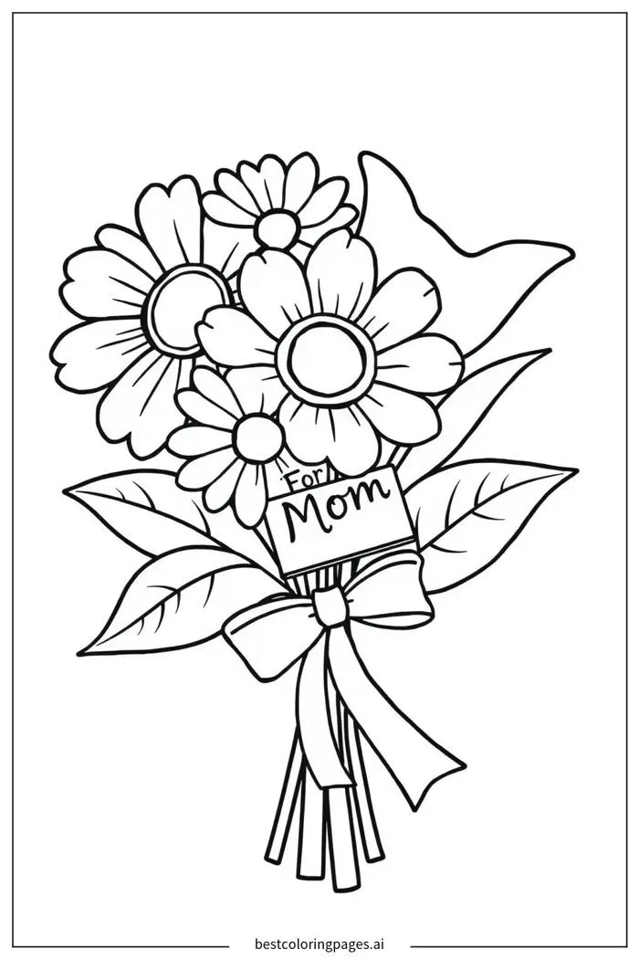 Bó hoa tặng mẹ Trang tô màu - In miễn phí | BestColoringPages AI
