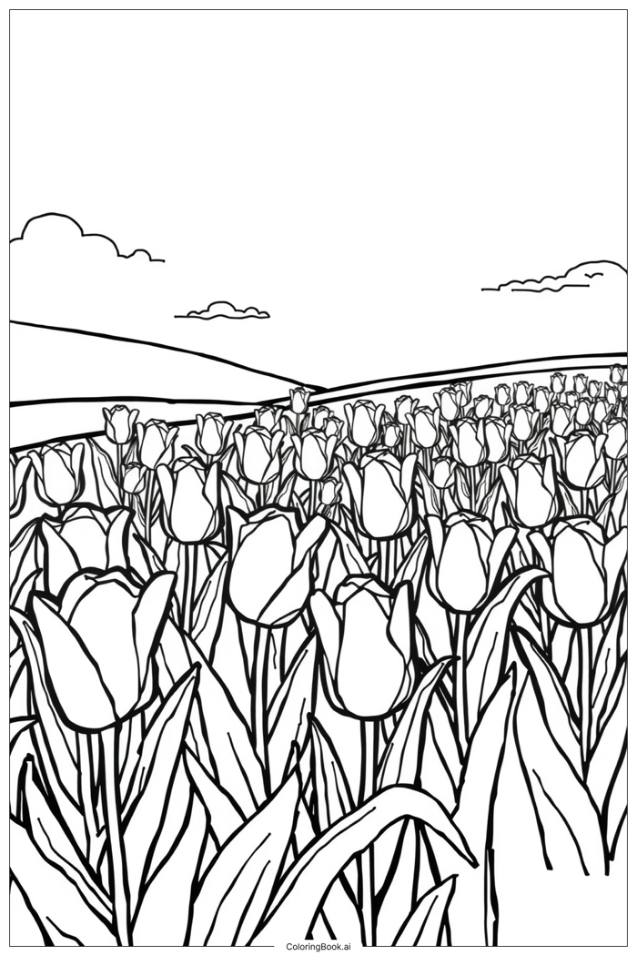 30 trang tô màu Hoa Tulip (PDF và PNG miễn phí)