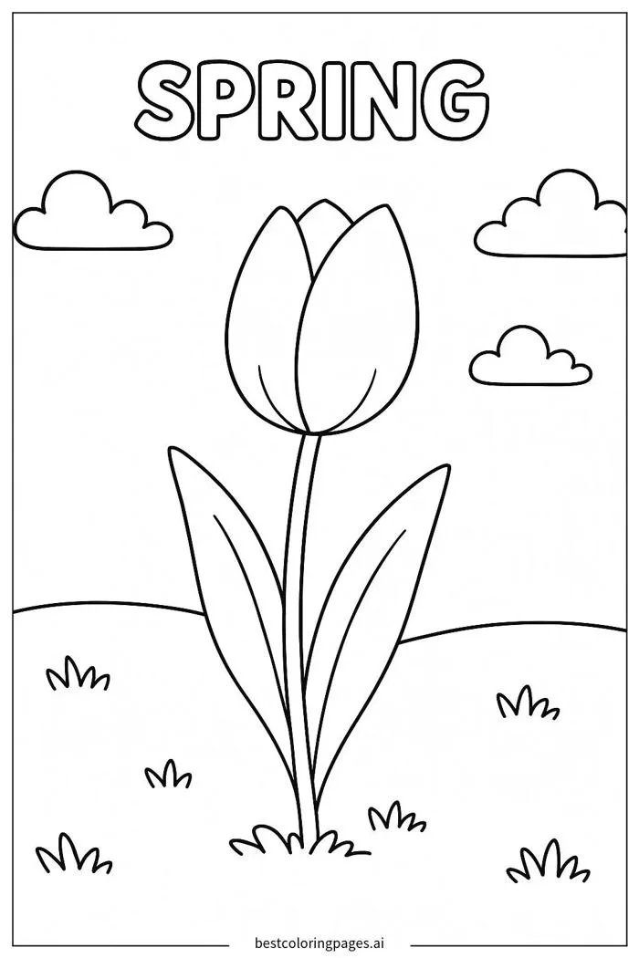 Cánh đồng hoa tulip đơn giản Trang tô màu - In miễn phí | BestColoringPages  AI