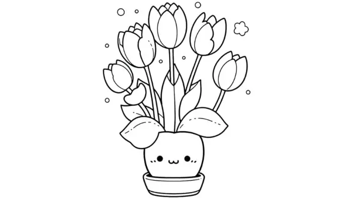Bộ sưu tập tranh tô màu hoa tulip đẹp dành cho bé