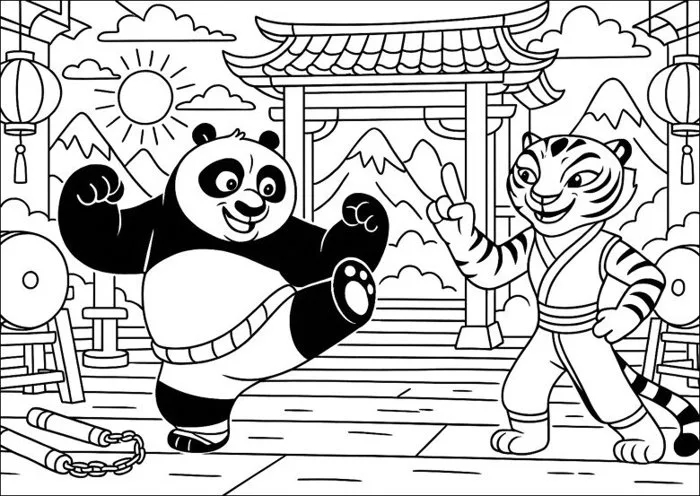 Tranh tô màu Kungfu Panda, niềm vui sáng tạo cho bé yêu thích hoạt hình