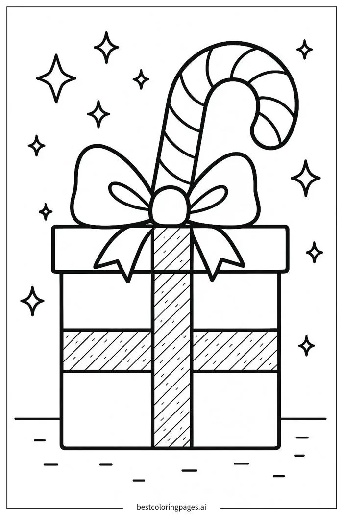 Kẹo cây trong hộp quà Trang tô màu - In miễn phí | BestColoringPages AI
