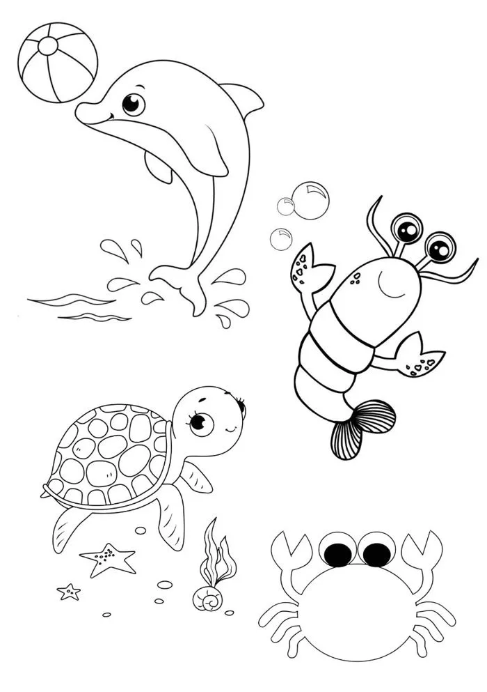 Bộ Tranh Tô Màu Cho Bé, Chủ Đề Động Vật Dưới Nước (Aquatic Animals), Phù  Hợp Cho Bé Từ 2 Tuổi, Tải Miễn Phí - KaiKiddy