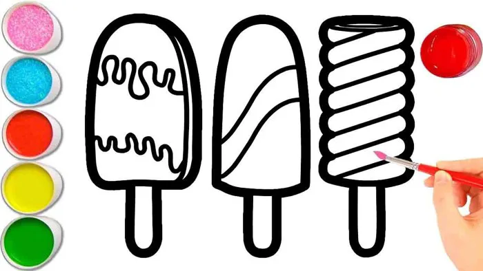 Bé vẽ và tô màu que kem đơn giản /Drawing and Painting Ice Cream /Coloring  for kids & Toddlers