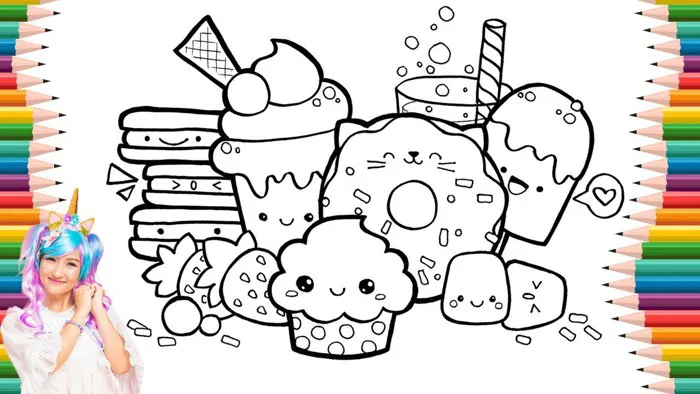 [TÔ MÀU CHO BÉ | COLORING FOR KID] BÁNH KẸO | CANDIES | SIKA THE UNICORN
