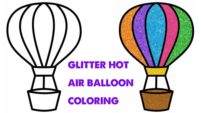 Vẽ Khinh Khí Cầu Và Tô Màu Kim Tuyến - How To Draw A Hot Air Balloon