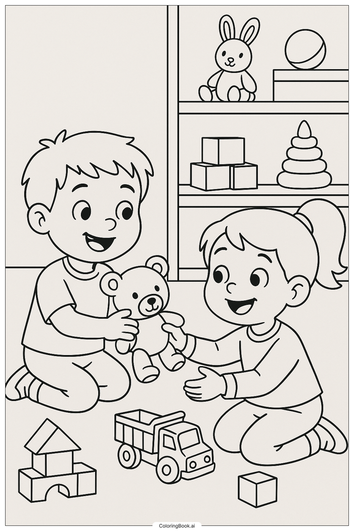 Trang Tô Màu Chào Mừng Đến Khu Vui Chơi Mầm Non (Có thể In Miễn Phí dưới  định dạng PDF & PNG)