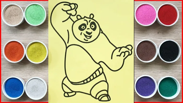 Đồ chơi TÔ MÀU TRANH CÁT GẤU TRÚC KUNGFU PANDA - Colored sand painting  Kungfu Panda (Chim Xinh)