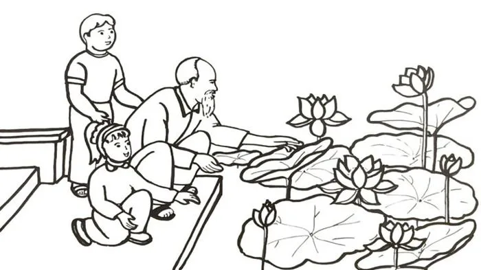 Tô màu Bác Hồ Bên Hồ Sen - Trang Tô Màu Cho Bé Tô màu Bác Hồ Bên Hồ Sen - Trang Tô Màu Cho Bé