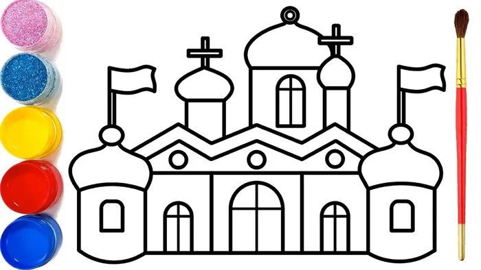 Vẽ tranh lâu đài và tô màu cho bé | Dạy bé vẽ | Dạy bé tô màu | Castle  Drawing and Coloring for kid