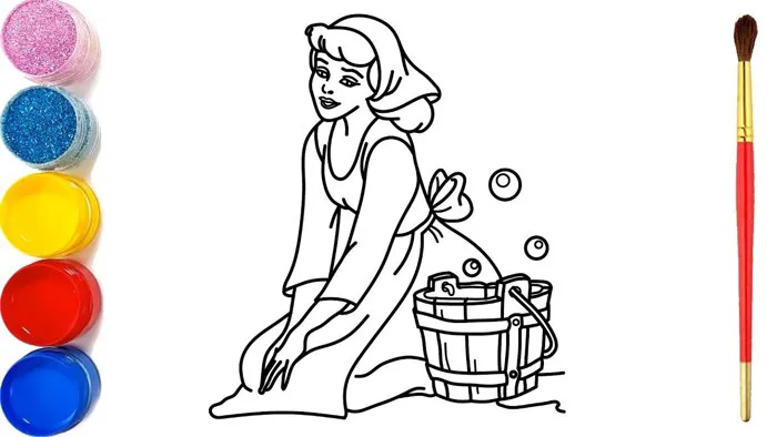Vẽ công chúa lọ lem và tô màu cho bé | Dạy bé vẽ | Dạy bé tô màu | Princess  Drawing and Coloring