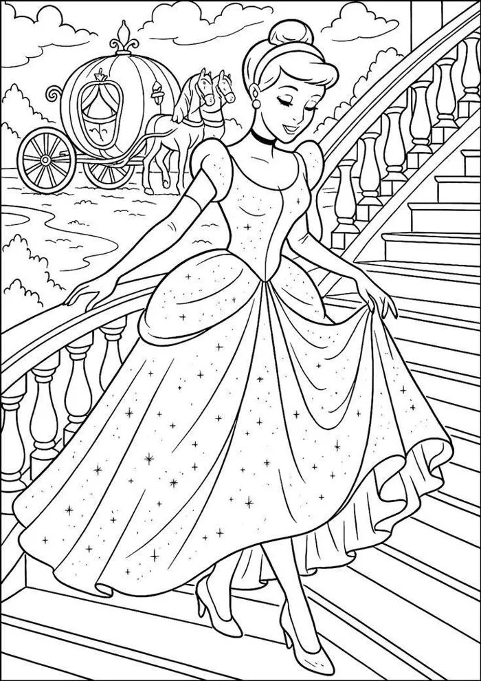 20 bức tranh tô màu Cinderella, thế giới cổ tích lung linh cho bé thỏa sức  sáng tạo